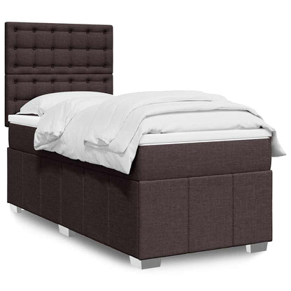 Box Spring Postel S Matrací Tmavě Hnědá 90X200 Cm Textil