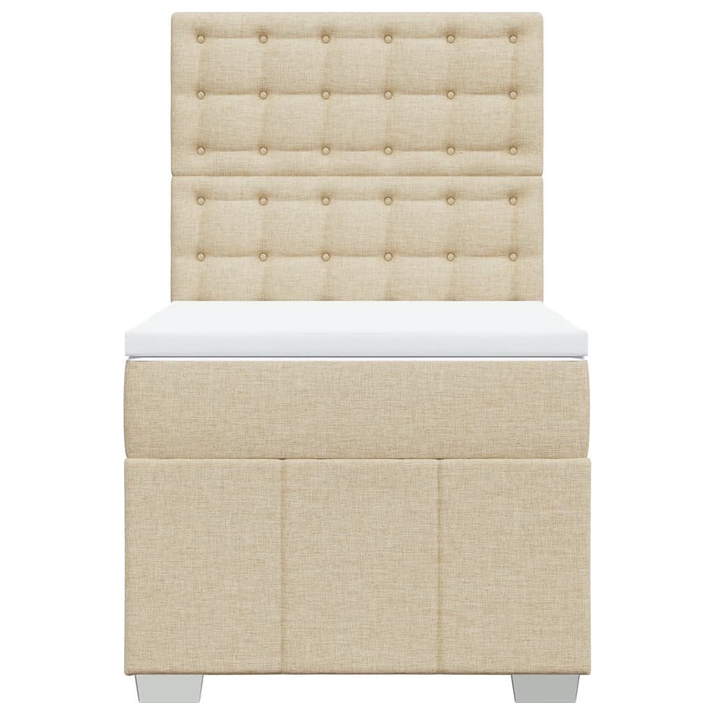 Box Spring Postel S Matrací Krémová 90X200 Cm Textil