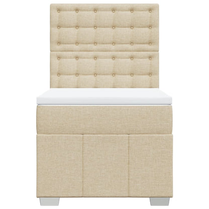 Box Spring Postel S Matrací Krémová 90X200 Cm Textil
