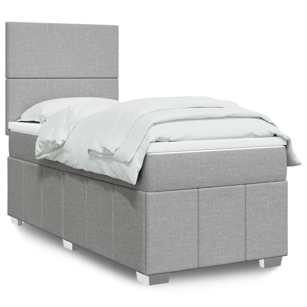 Box Spring Postel S Matrací Textil Světle Šedá