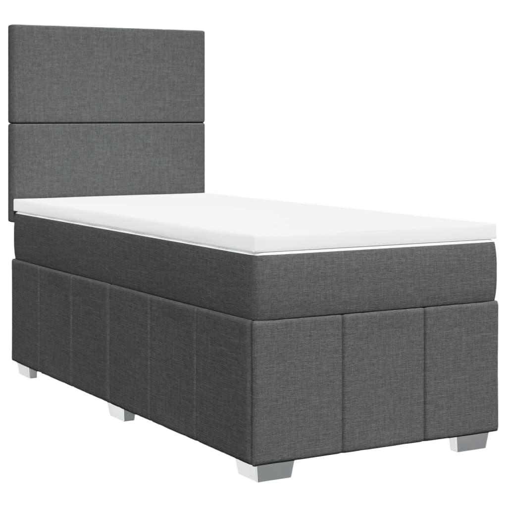 Box Spring Postel S Matrací Tmavě Šedá 100 X 200 Cm Textil