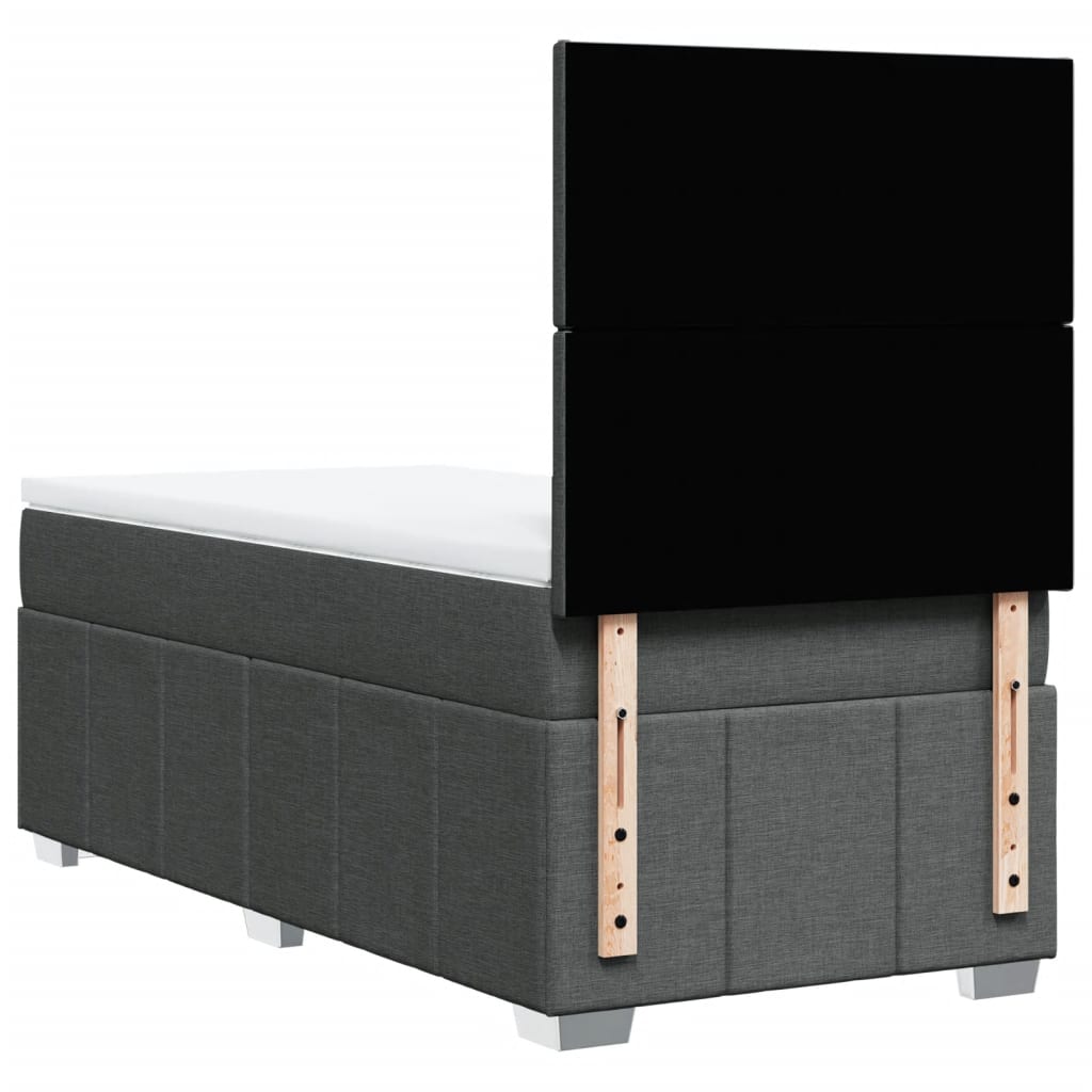 Box Spring Postel S Matrací Tmavě Šedá 100 X 200 Cm Textil
