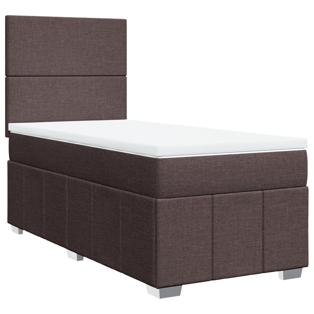 Box Spring Postel S Matrací Tmavě Hnědá 100 X 200 Cm Textil