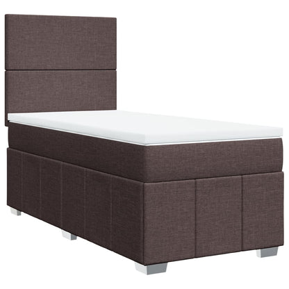 Box Spring Postel S Matrací Tmavě Hnědá 100 X 200 Cm Textil