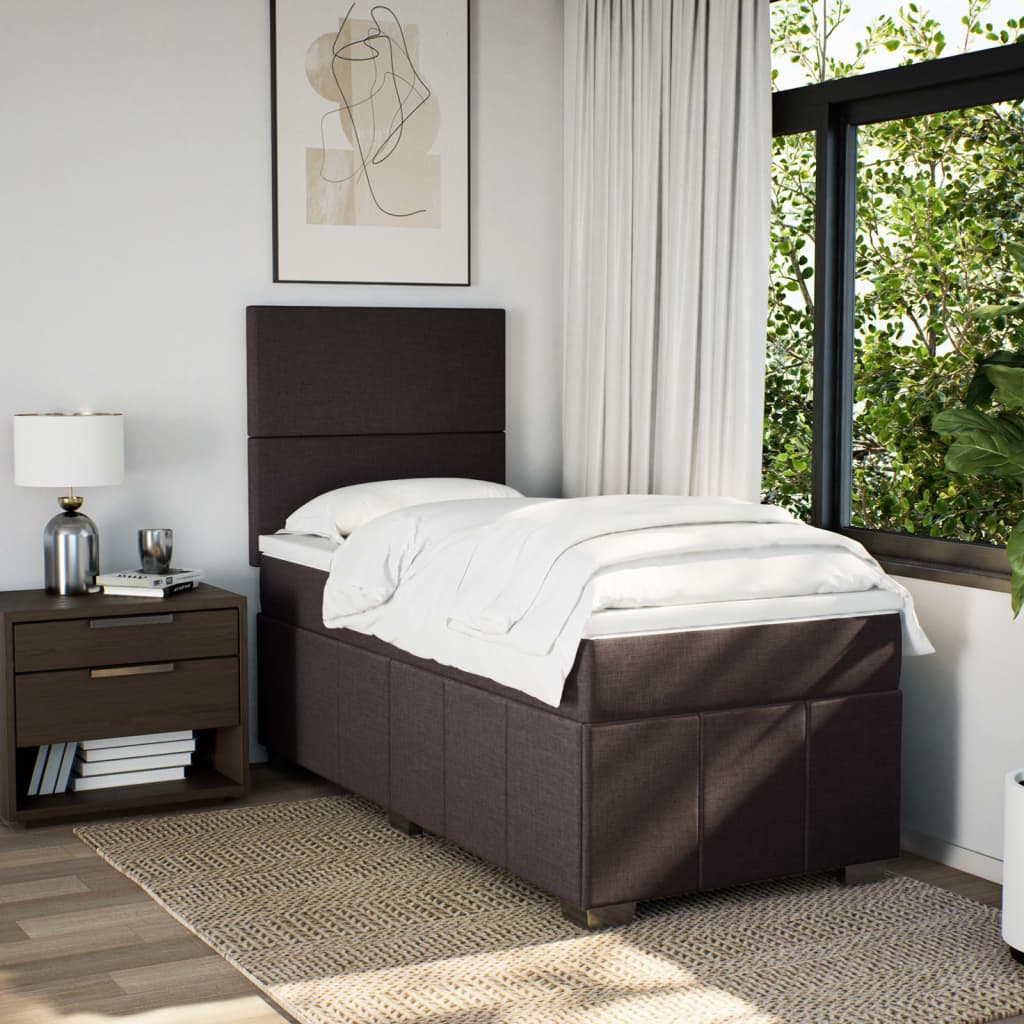 Box Spring Postel S Matrací Tmavě Hnědá 100 X 200 Cm Textil