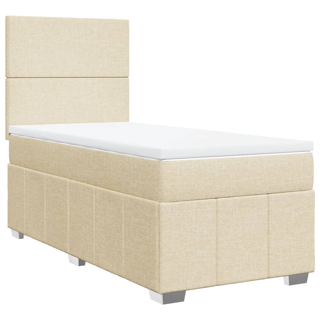 Box Spring Postel S Matrací Krémová 100 X 200 Cm Textil