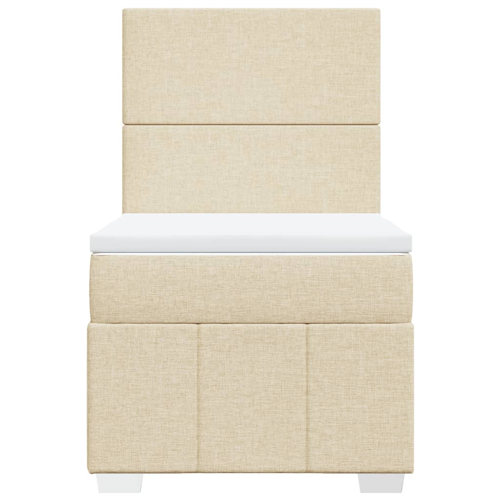 Box Spring Postel S Matrací Krémová 100 X 200 Cm Textil