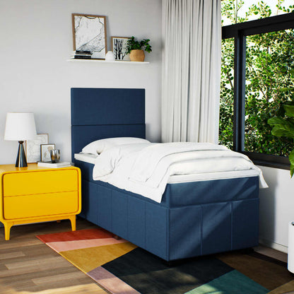 Box Spring Postel S Matrací Modrá 100 X 200 Cm Textil