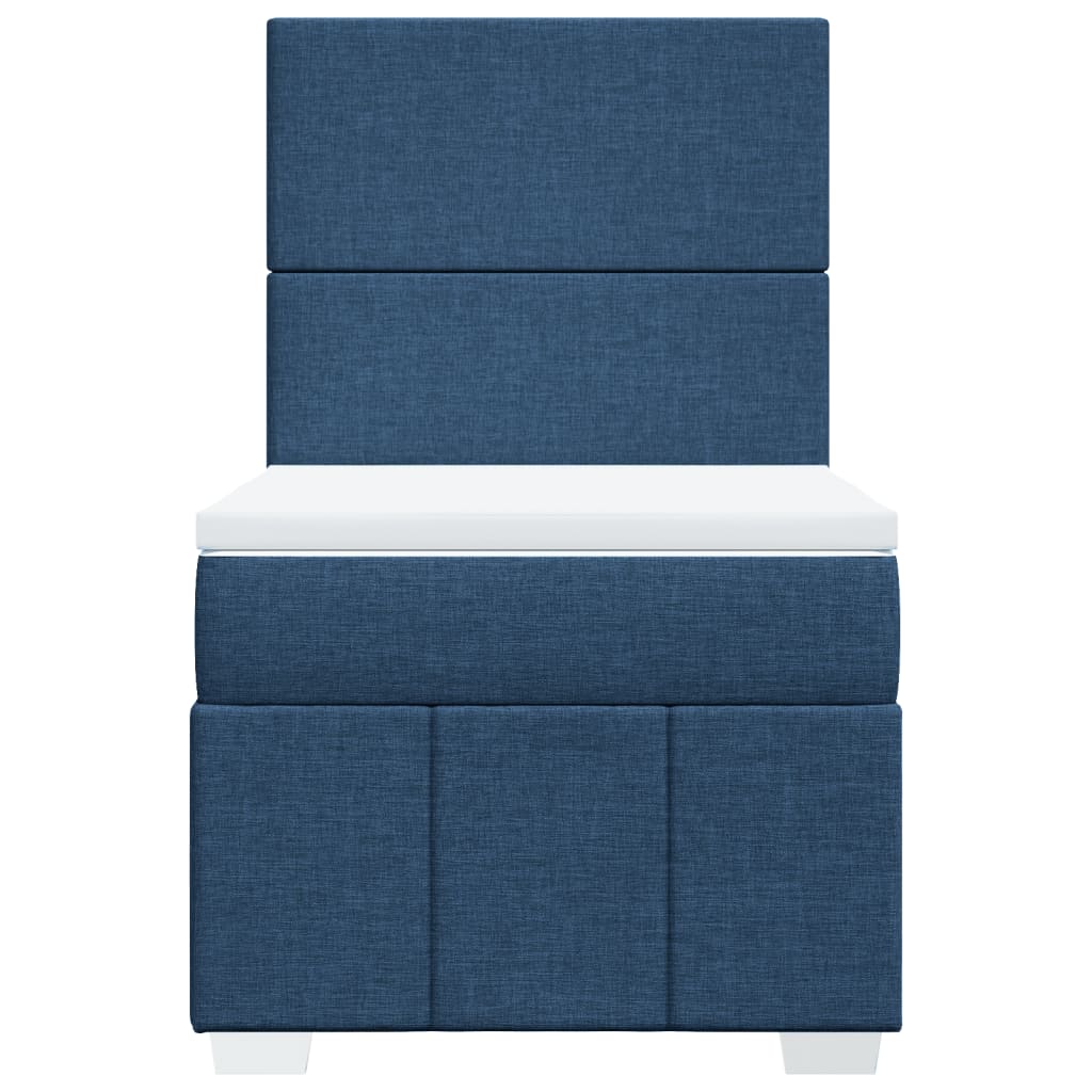 Box Spring Postel S Matrací Modrá 100 X 200 Cm Textil