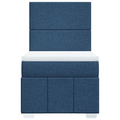 Box Spring Postel S Matrací Modrá 100 X 200 Cm Textil