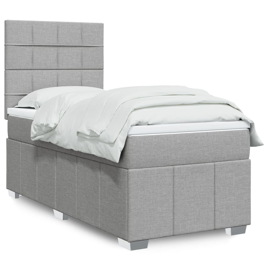Box Spring Postel S Matrací Textil Světle Šedá