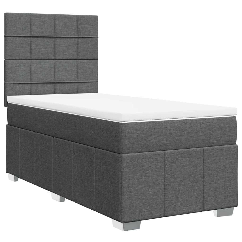 Box Spring Postel S Matrací Tmavě Šedá 100 X 200 Cm Textil