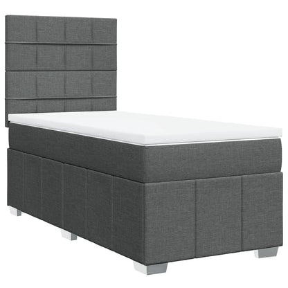 Box Spring Postel S Matrací Tmavě Šedá 100 X 200 Cm Textil