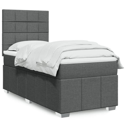 Box Spring Postel S Matrací Tmavě Šedá 100 X 200 Cm Textil