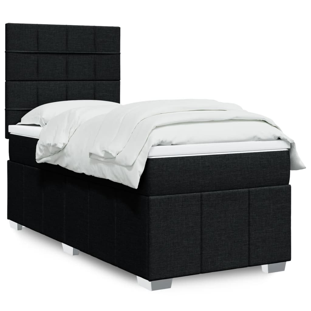 Box Spring Postel S Matrací Černá Textil Černá