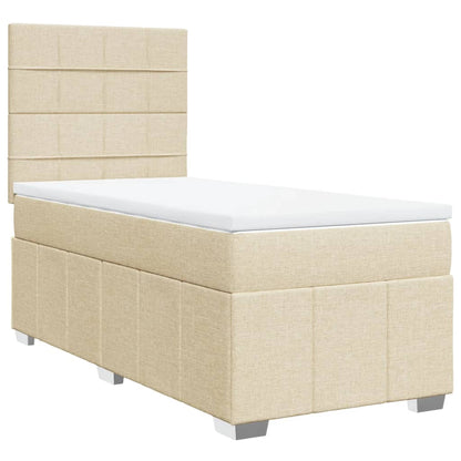 Box Spring Postel S Matrací Krémová 100 X 200 Cm Textil
