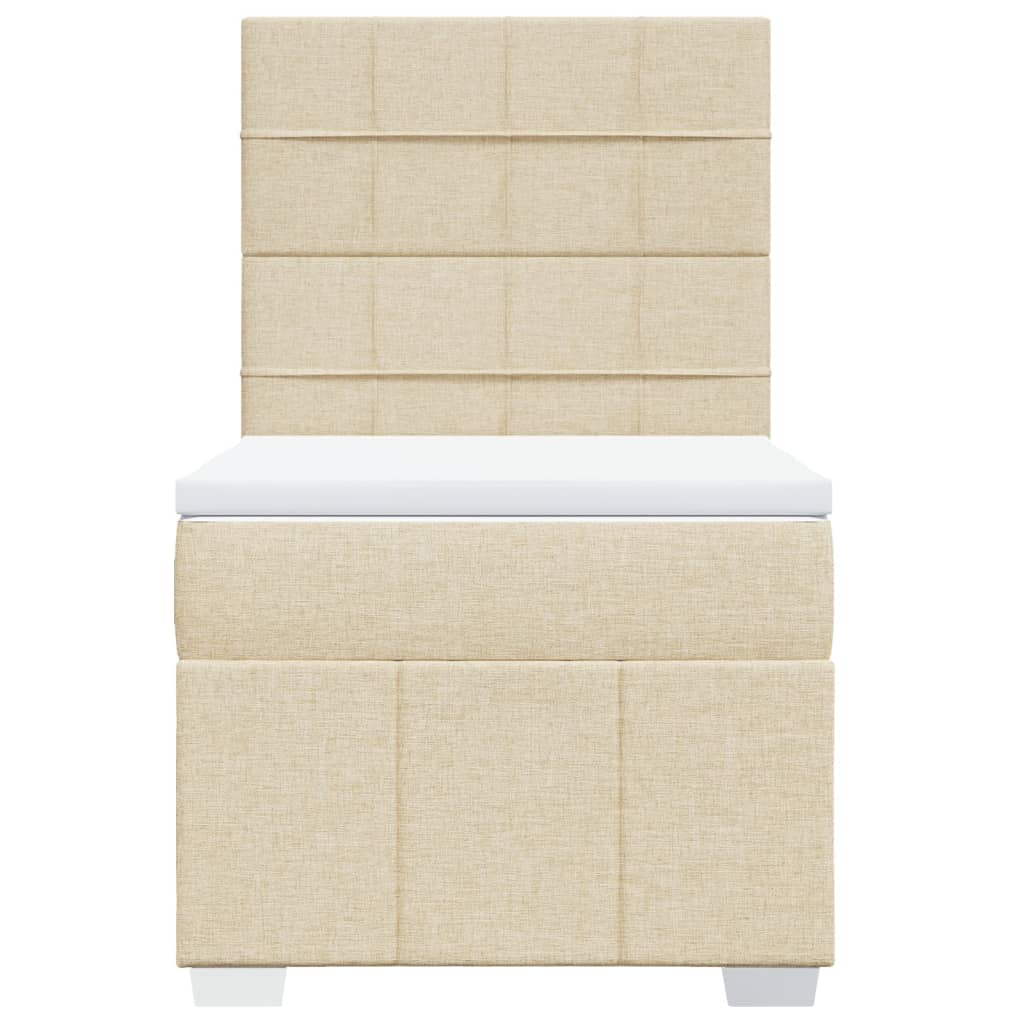 Box Spring Postel S Matrací Krémová 100 X 200 Cm Textil