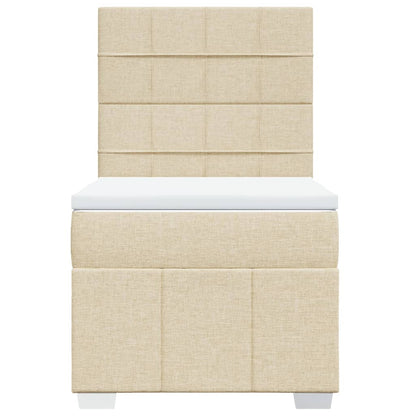 Box Spring Postel S Matrací Krémová 100 X 200 Cm Textil