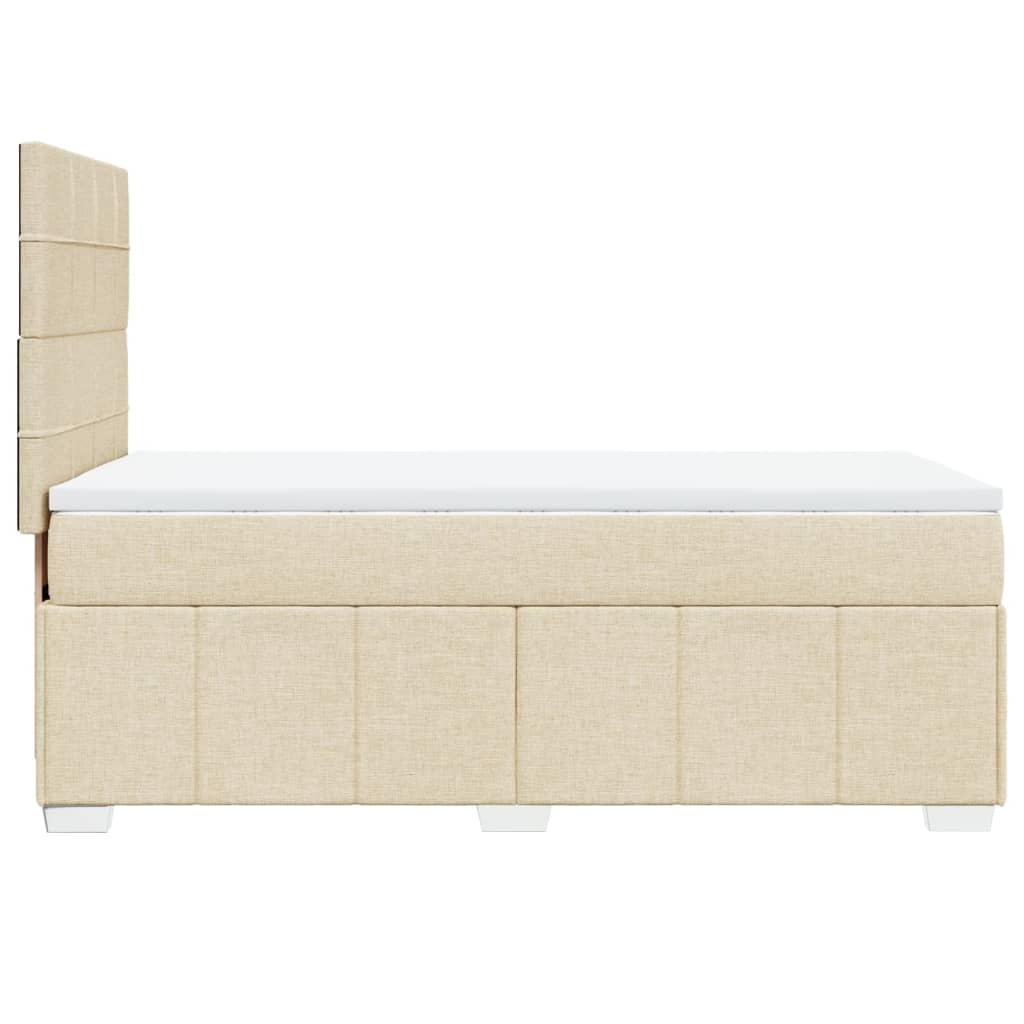 Box Spring Postel S Matrací Krémová 100 X 200 Cm Textil