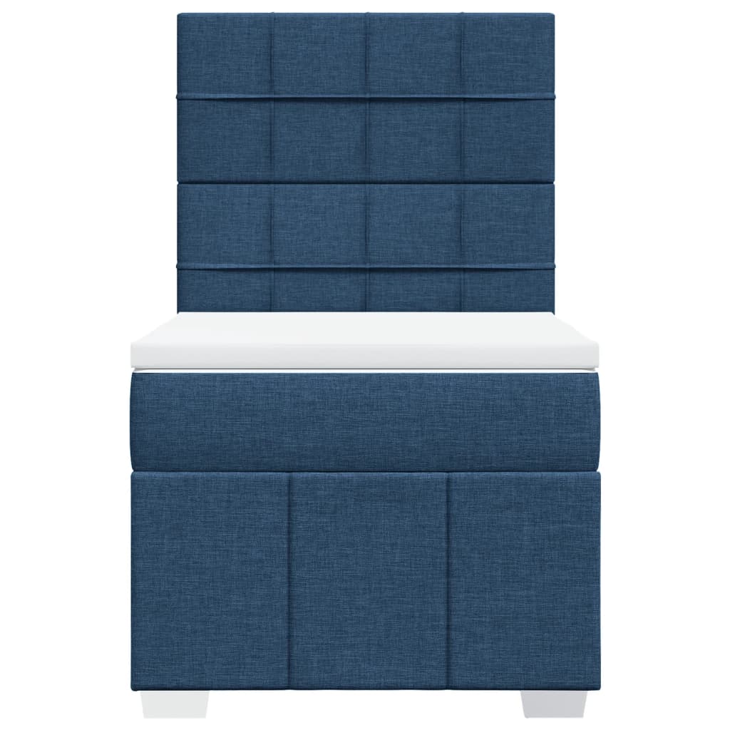 Box Spring Postel S Matrací Modrá 100 X 200 Cm Textil