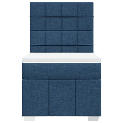 Box Spring Postel S Matrací Modrá 100 X 200 Cm Textil