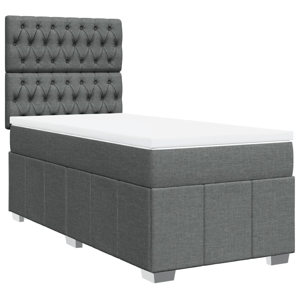 Box Spring Postel S Matrací Tmavě Šedá 100 X 200 Cm Textil