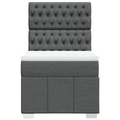 Box Spring Postel S Matrací Tmavě Šedá 100 X 200 Cm Textil
