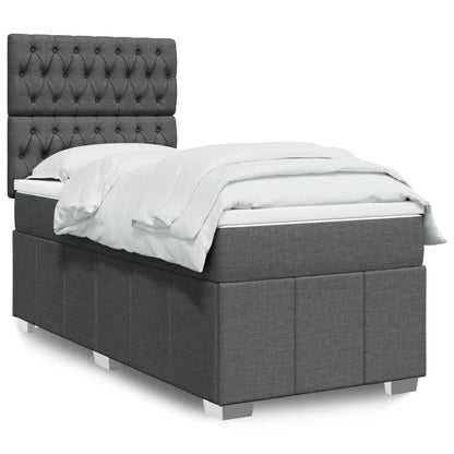 Box Spring Postel S Matrací Tmavě Šedá 100 X 200 Cm Textil
