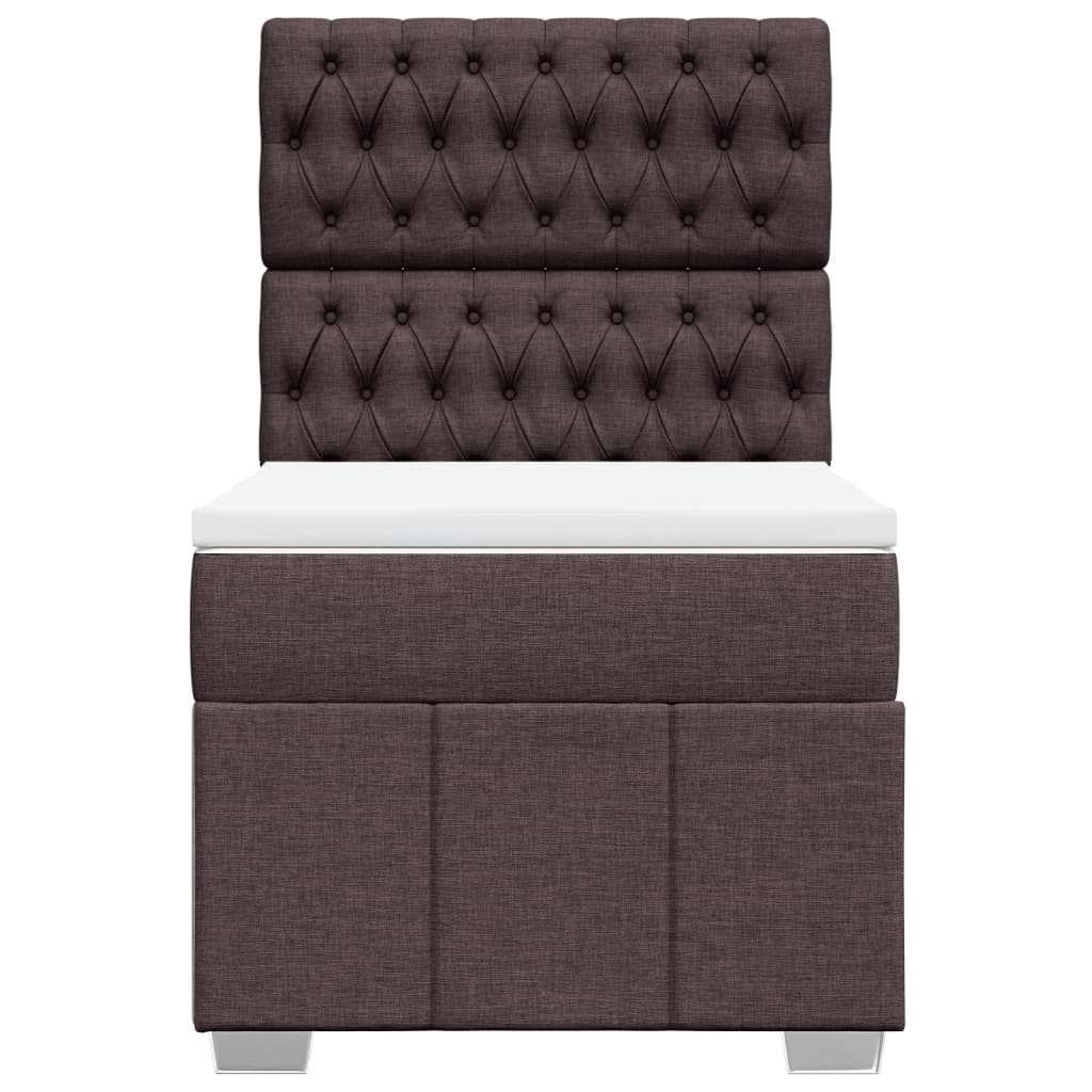 Box Spring Postel S Matrací Tmavě Hnědá 100 X 200 Cm Textil