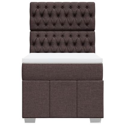 Box Spring Postel S Matrací Tmavě Hnědá 100 X 200 Cm Textil