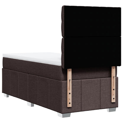 Box Spring Postel S Matrací Tmavě Hnědá 100 X 200 Cm Textil