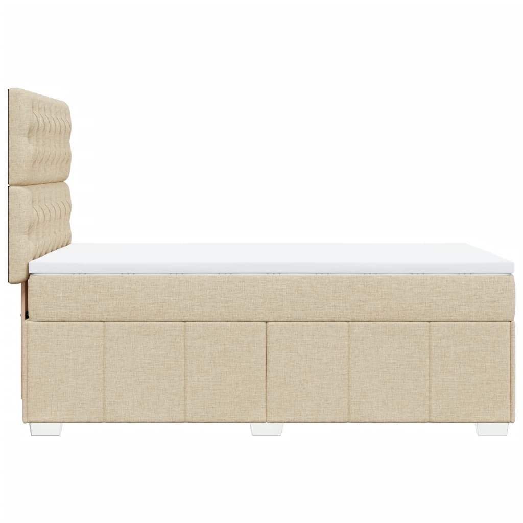 Box Spring Postel S Matrací Krémová 100 X 200 Cm Textil