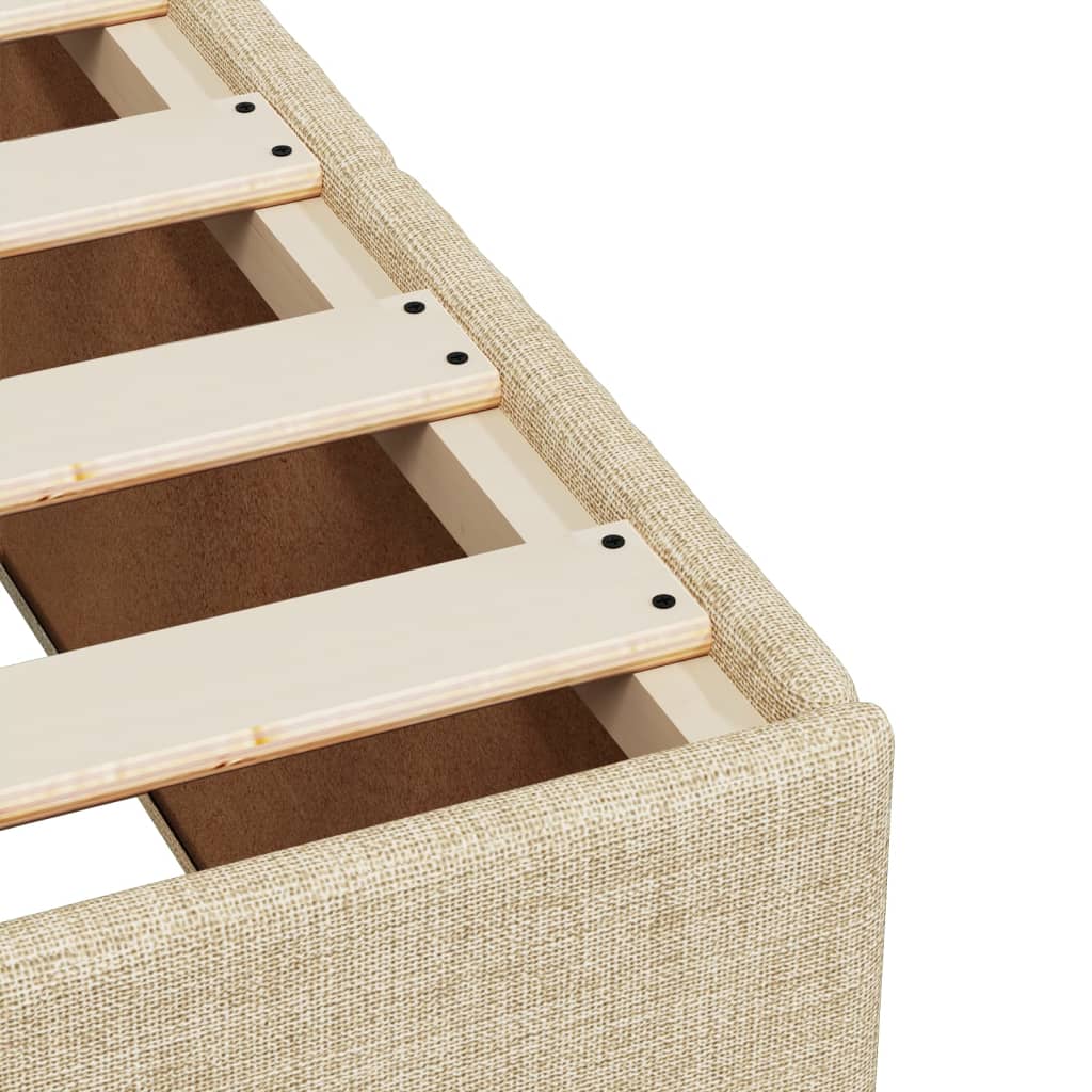 Box Spring Postel S Matrací Krémová 100 X 200 Cm Textil