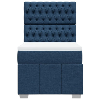 Box Spring Postel S Matrací Modrá 100 X 200 Cm Textil