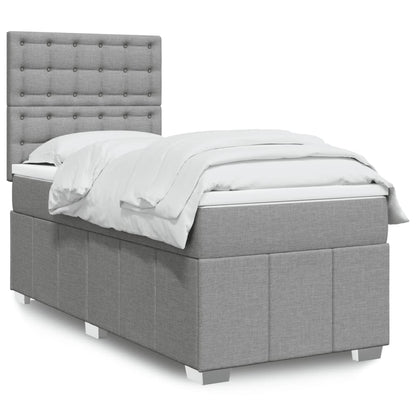 Box Spring Postel S Matrací Textil Světle Šedá