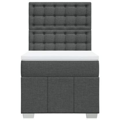 Box Spring Postel S Matrací Tmavě Šedá 100 X 200 Cm Textil