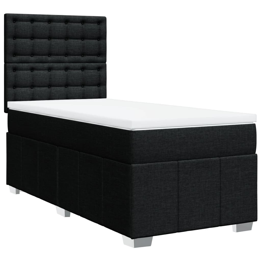 Box Spring Postel S Matrací Černá Textil Černá