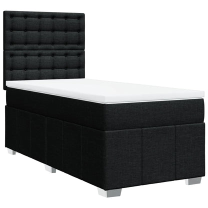 Box Spring Postel S Matrací Černá Textil Černá