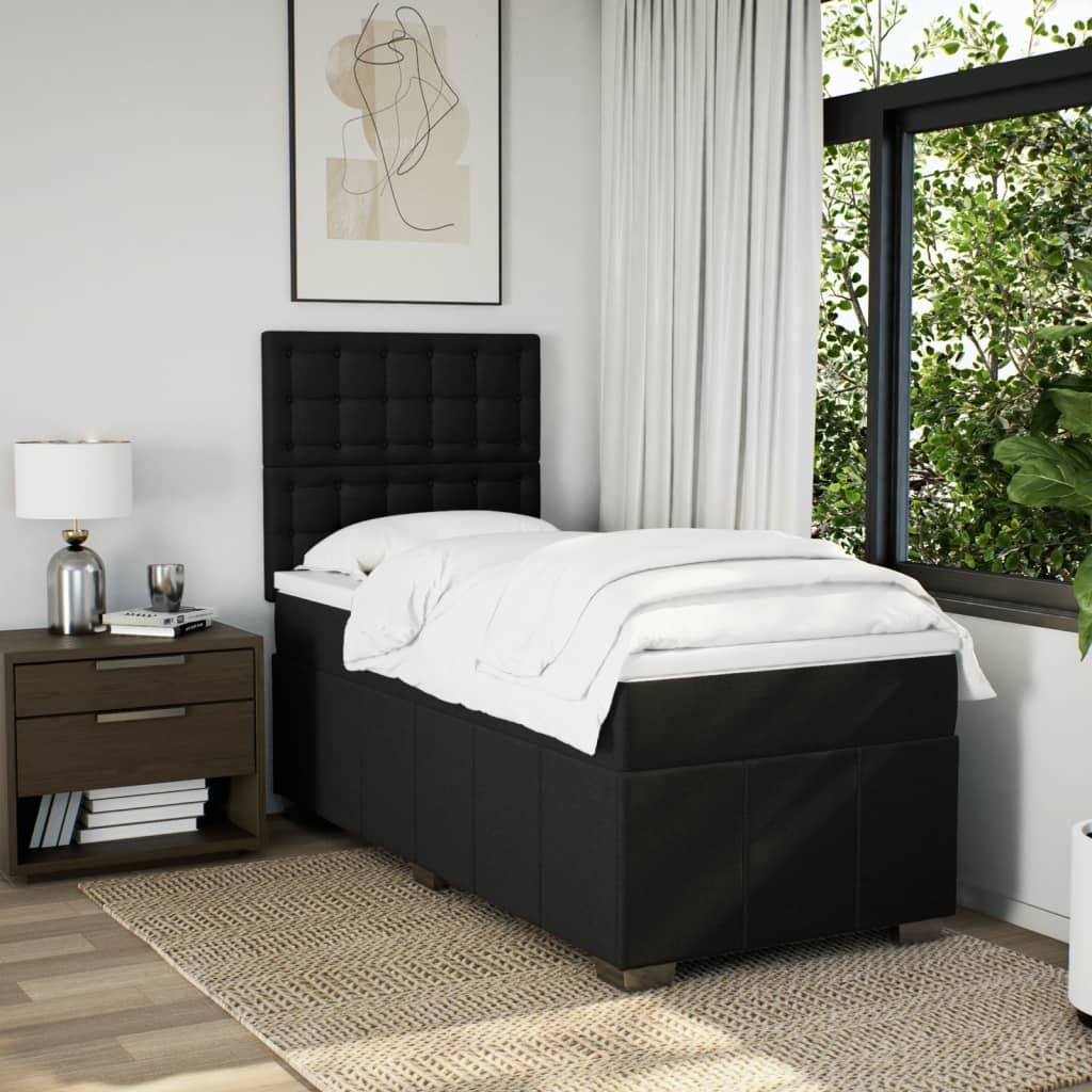 Box Spring Postel S Matrací Černá Textil Černá