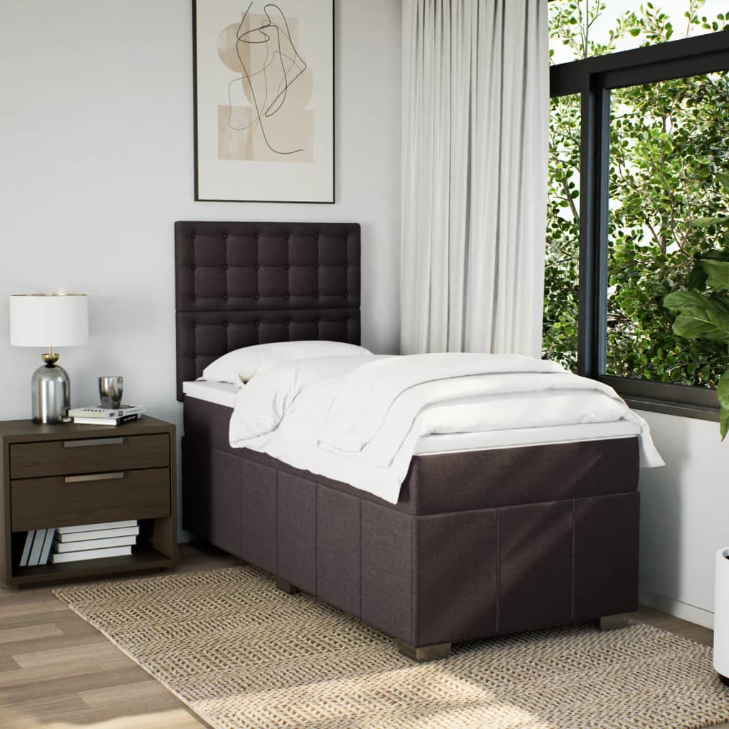 Box Spring Postel S Matrací Tmavě Hnědá 100 X 200 Cm Textil
