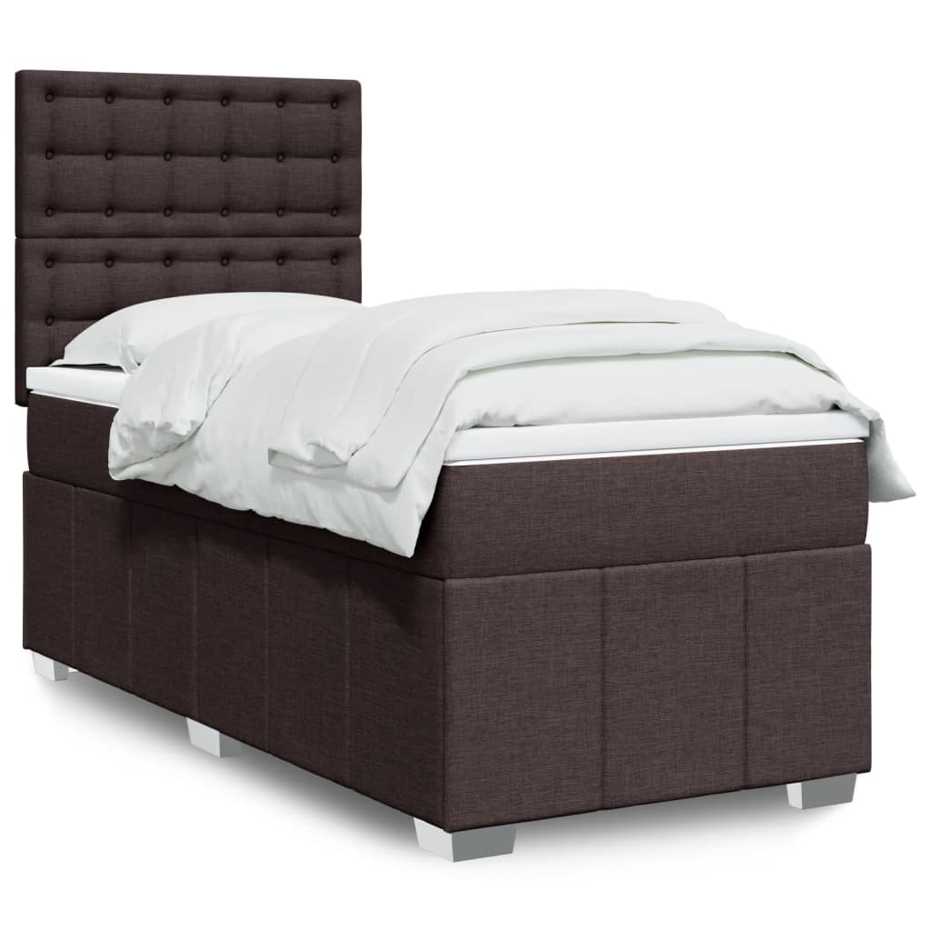 Box Spring Postel S Matrací Tmavě Hnědá 100 X 200 Cm Textil