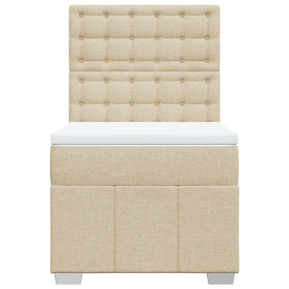Box Spring Postel S Matrací Krémová 100 X 200 Cm Textil