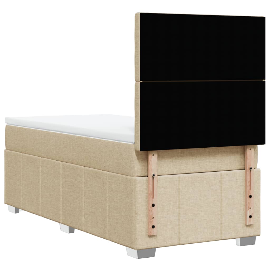 Box Spring Postel S Matrací Krémová 100 X 200 Cm Textil