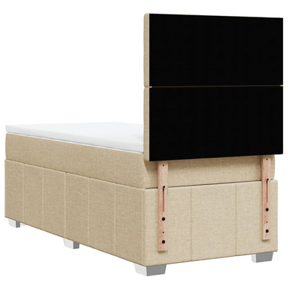 Box Spring Postel S Matrací Krémová 100 X 200 Cm Textil