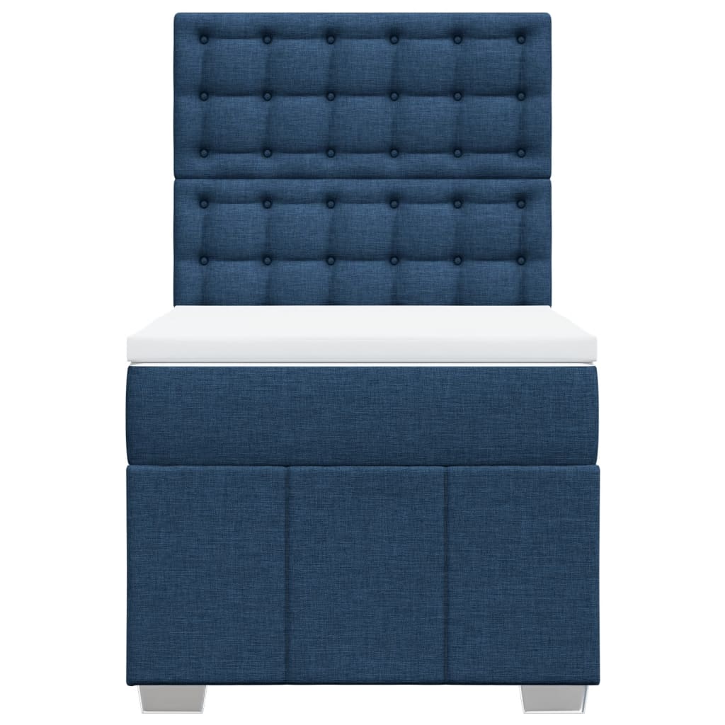 Box Spring Postel S Matrací Modrá 100 X 200 Cm Textil