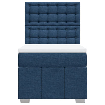 Box Spring Postel S Matrací Modrá 100 X 200 Cm Textil