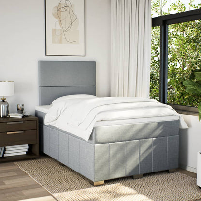Box Spring Postel S Matrací Textil Světle Šedá