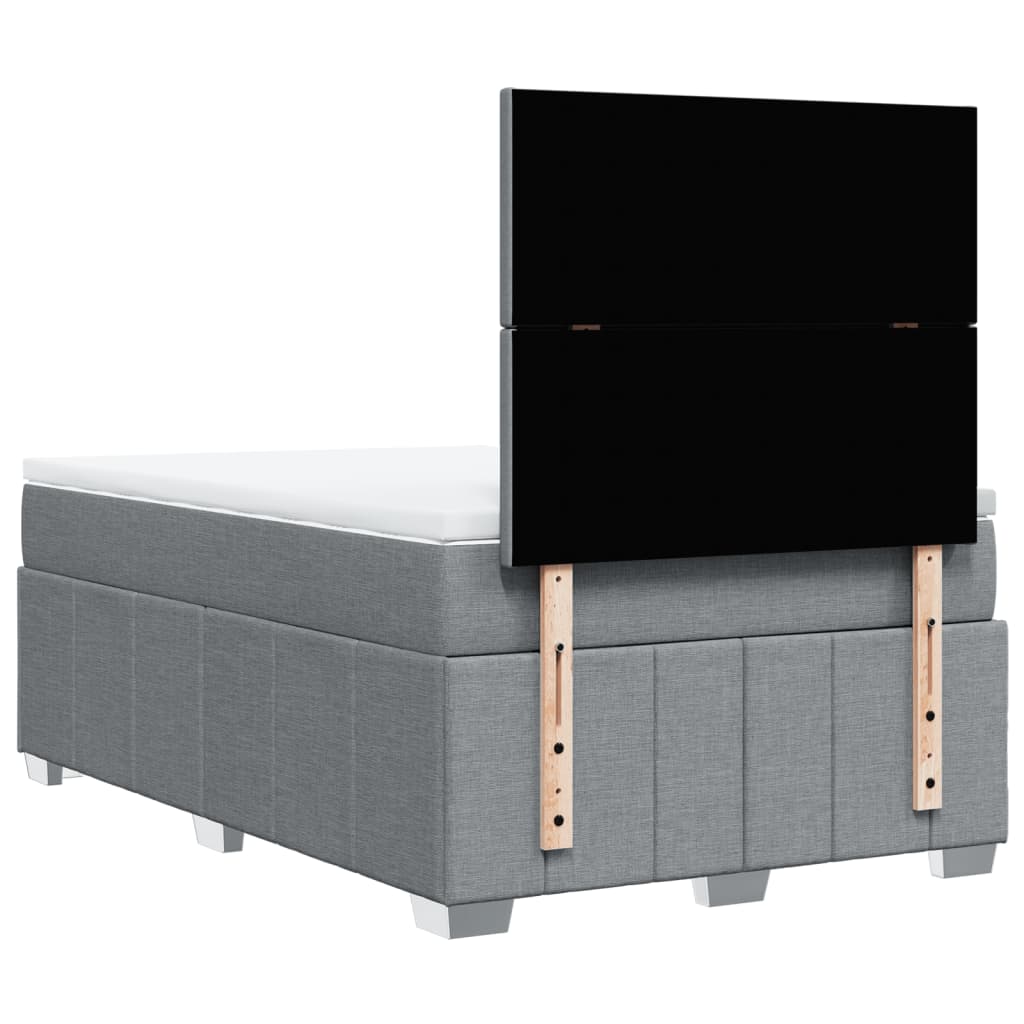 Box Spring Postel S Matrací Textil Světle Šedá