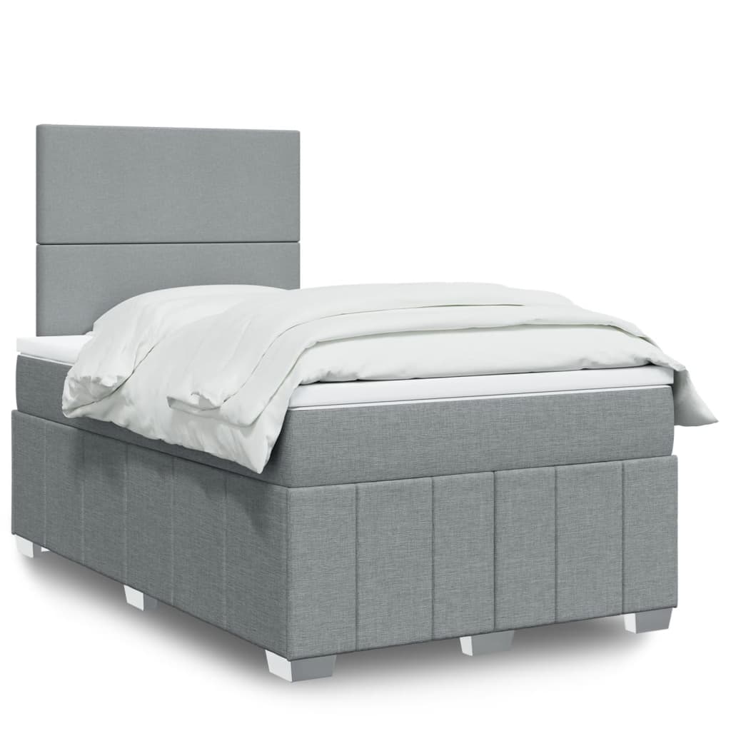 Box Spring Postel S Matrací Textil Světle Šedá