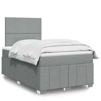 Box Spring Postel S Matrací Textil Světle Šedá